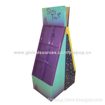 Cardboard floor display, book Stand, show different items together, customized size and design